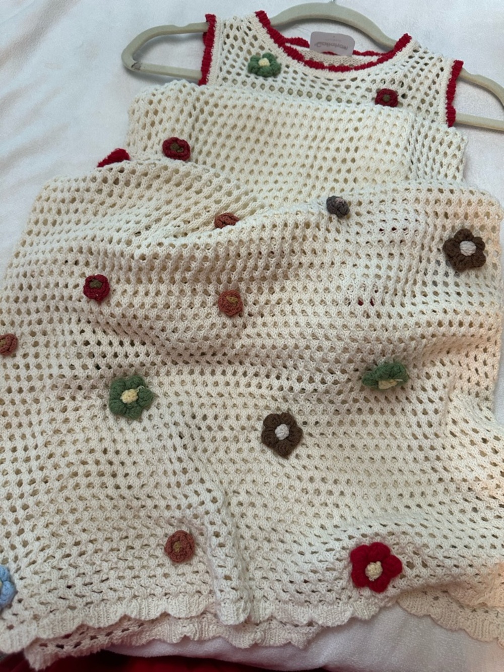 Callahan Cream Crochet Maxi Dress with Multicolor Flower Appliqués - Picture 9 of 13